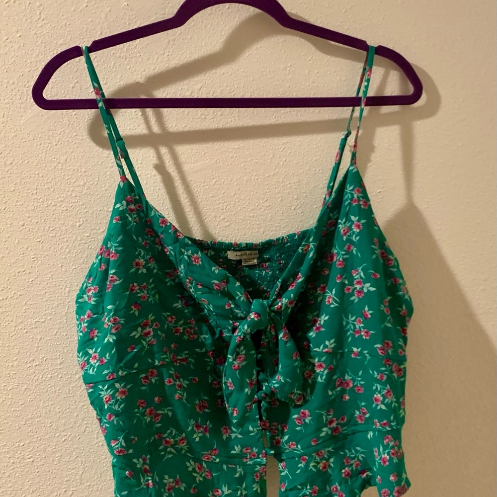 NWOT American Eagle green floral blouse cami - Picture 2 of 11